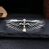 Vintage Two - Tone Silver Wing Cross Ornament Bracelet: A Cherished Symbol of Spiritual Connection