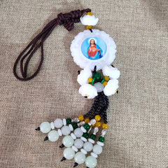 Tri-Color Resin Car Pendant Jesus Figure with Tassels Car Hanging Ornaments