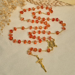 Halloween - Themed Pumpkin - Shaped Beads Rosary with Golden Crucifix