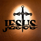 Black Iron JESUS The Way Truth Life Sword Metal Wall Decor