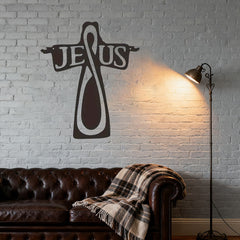 Minimalist Black Metal Jesus Cross Metal Wall Decor