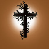 Gothic Floral Vine Cross Black Metal Wall Decor