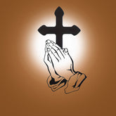 Classic Praying Hands & Cross Black Metal Wall Decor