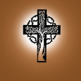 Rustic Tree of Life Cross Black Metal Wall Decor