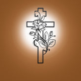 Vintage - Inspired Floral Cross Black Metal Wall Decor