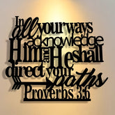 Proverbs 3:6 Black Metal Wall Sign with Arrow: Spiritual Direction