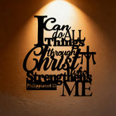 Through Christ Who Strengthens Me Metal Wall Decor: Inspired by Philippians 4:13