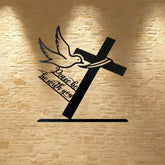 Peaceful Blessings Cross and Dove Metal Wall Decor: Be Strong and Courageous