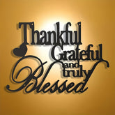 Blessing Affirmation Metal Wall Decor: Thankful Grateful Blessed for Daily Joy