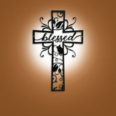 Blessed Cross Metal Wall Decor: Floral Motif for Blessing-Filled Homes
