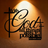 Matthew 19:26 Cross Design Metal Wall Decor: Faith That Strengthens