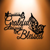 Grateful Blessed Butterfly Metal Wall Decor: Thankful Faith Accent for Home