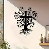 Daily Faith Reminder Metal Wall Decor: Cross Tree for Spiritual Living