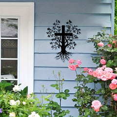 Daily Faith Reminder Metal Wall Decor: Cross Tree for Spiritual Living