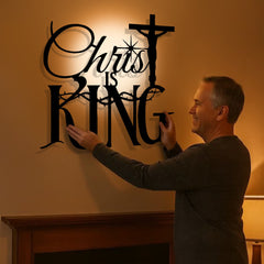 Thorn-Accent Christ Is King Metal Wall Decor: Striking Comfort with Sacred Meaning