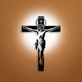 Haloed Crucifix Metal Wall Decor: Reverent Companion of Divine Sacrifice