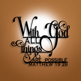 Matthew 19:26 With God Metal Wall Decor: Bold Faith for Your Walls