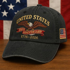 United States 250th Anniversary Embroidered Cap, 1776-2026 Eagle Hat