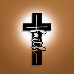 Stylish Typography Faith Cross Metal Decor: Modern Typography Wall Art
