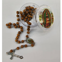 Our Lady of Guadalupe Rosary Necklace – Tricolor Rose Scented Wooden Beads
