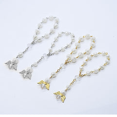 Angel Wing Rosary Bracelet – Rose Heart Beads for Baptism & Wedding