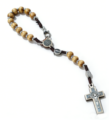Vintage Wooden Rosary Car Hanging – Cross Beaded Ornament