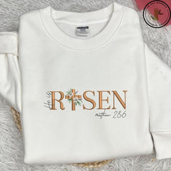 Embroidered He Is Risen Design Sweatshirt
