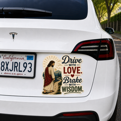 Drive With Love. Brake With Wisdom. Adhesive-Free Magnetic Design, Suitable for Car Doors & Trunks