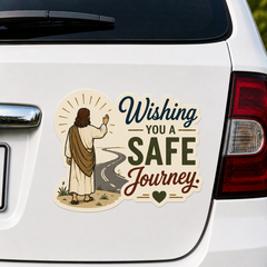 Wishing You A Safe Journey, Adhesive-Free Magnetic Design, Suitable for Car Doors & Trunks