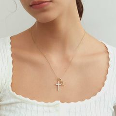 Cross & Ichthys Dual Pendant Necklace – A Symbol of Faith and Love