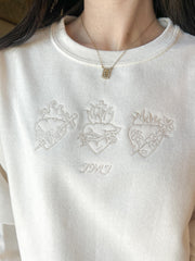 Embroidered Sacred Heart of Jesus Holy Family Hearts Sweatshirt