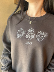 Embroidered Sacred Heart of Jesus Holy Family Hearts Sweatshirt