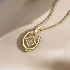 Horseshoe Four Leaf Clover Luck Charm Pendant