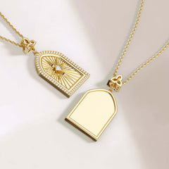 Customized Cross Medallion Pendant Engraved Necklace