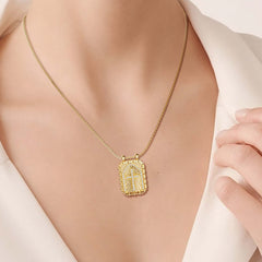 Personalized Cross Medallion Pendant Engraved Necklace