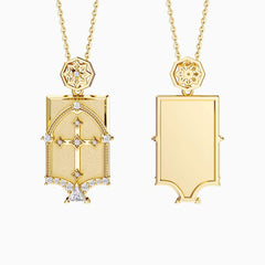 Personalized Cross Dome Engraved Necklace