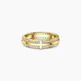 Narrow Pavé Zirconia Cross Band Ring
