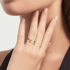 Pink Heart Dangle Love Lock Ring