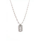 Sterling Silver Cross Pendant Necklace with Moissanite Accents