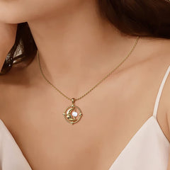 Love You To The Moon and Back' Kissing Moon & Star Chalcedony Necklace