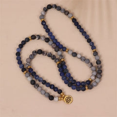 Faith Nova 108 Mala Beads Sodalite Zebra Jasper Crystal Lotus Strength Bracelet