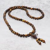 Faith Nova Tibetan 108 Natural Tiger Eye Gemstone Beads Prayer Mala Bracelet Necklace