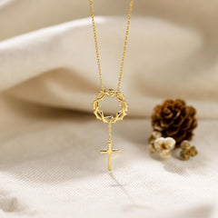 Crown of Thorns Cross Necklace