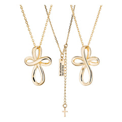 14K Gold “Be Still and Know” Cross Necklace