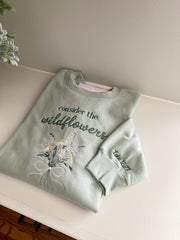 Embroidered Consider the Wildflowers Christian Sweatshirt