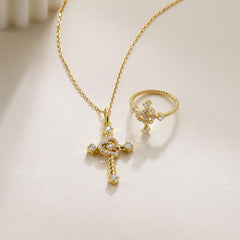 Heart Cross Cord Necklace