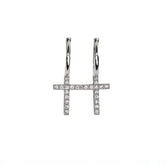 Moissanite Cross Drop Huggie Earrings in 925 Sterling Silver