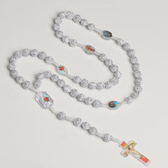 Catholic Rosary Necklace with Cross Pattern Beads & Crucifix