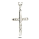 Men’s Stainless Steel Stars & Stripes Cross Necklace with John 19:30 Scripture