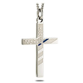 Patriotic Thin Blue Line Cross Necklace – Faith & Protection